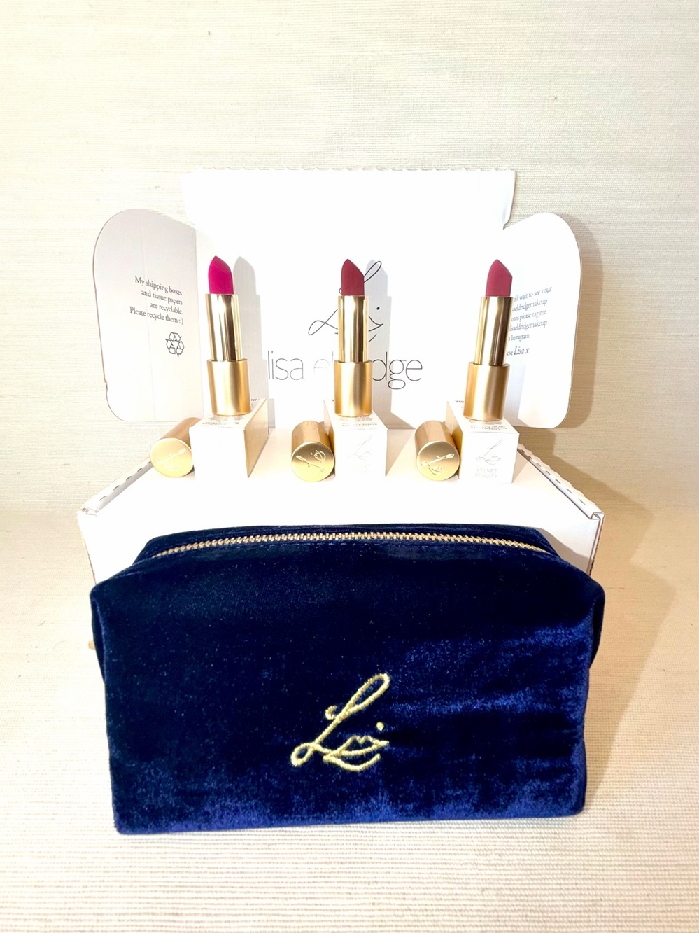 Lisa Eldridge The Pink Velvet Collection Beauty/Blush/Carnival& Pouch Rare
